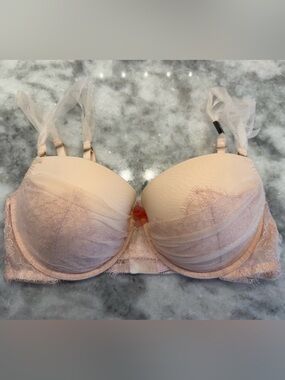 Victoria’s Secret Dream Angels Lace Push-Up Bra 36D | Sheer Tulle Straps 🌸